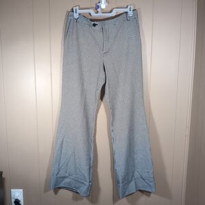 Maeve Anthropologie Wide Leg Pants Women's 14 T Houndstooth Black White Academia